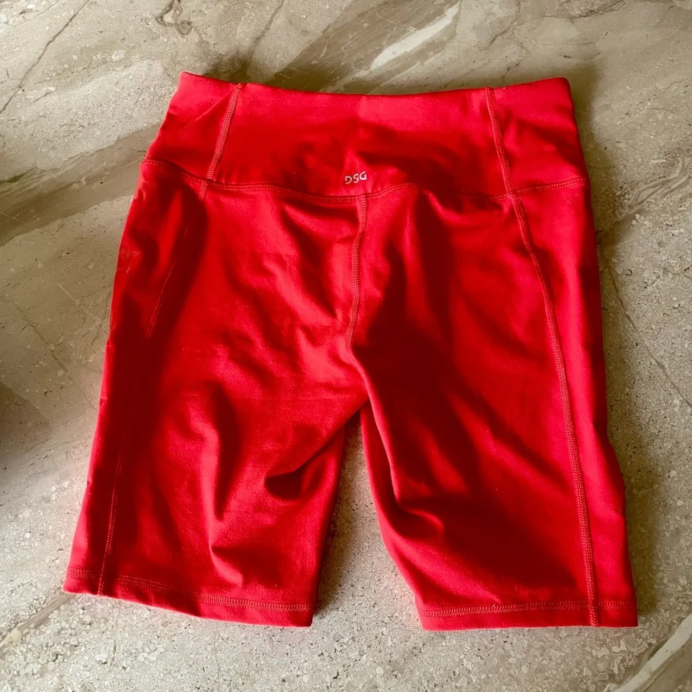 Red High-Waist Biker Shorts medium